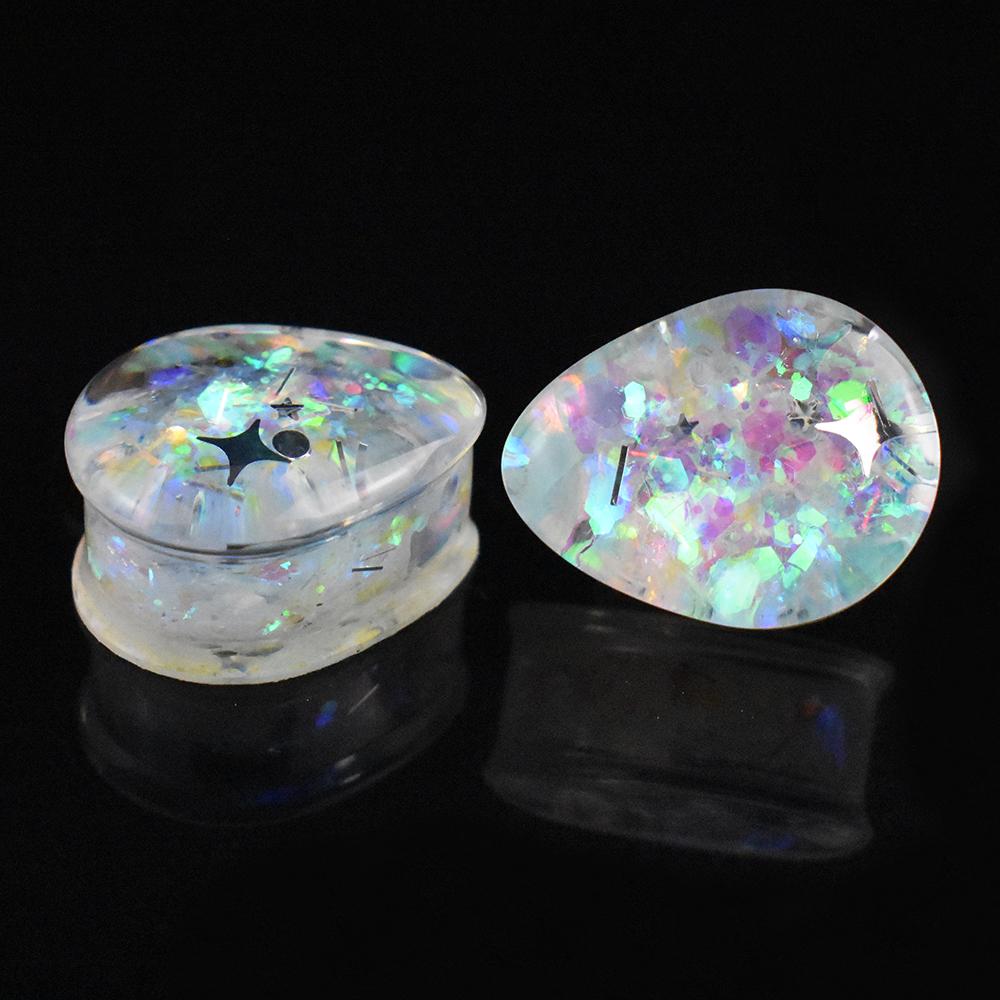 Пара блестящих акриловых тоннелей-плагов каплевидной формы 8-50 мм, расширители для ушей, украшения для пирсинга тела