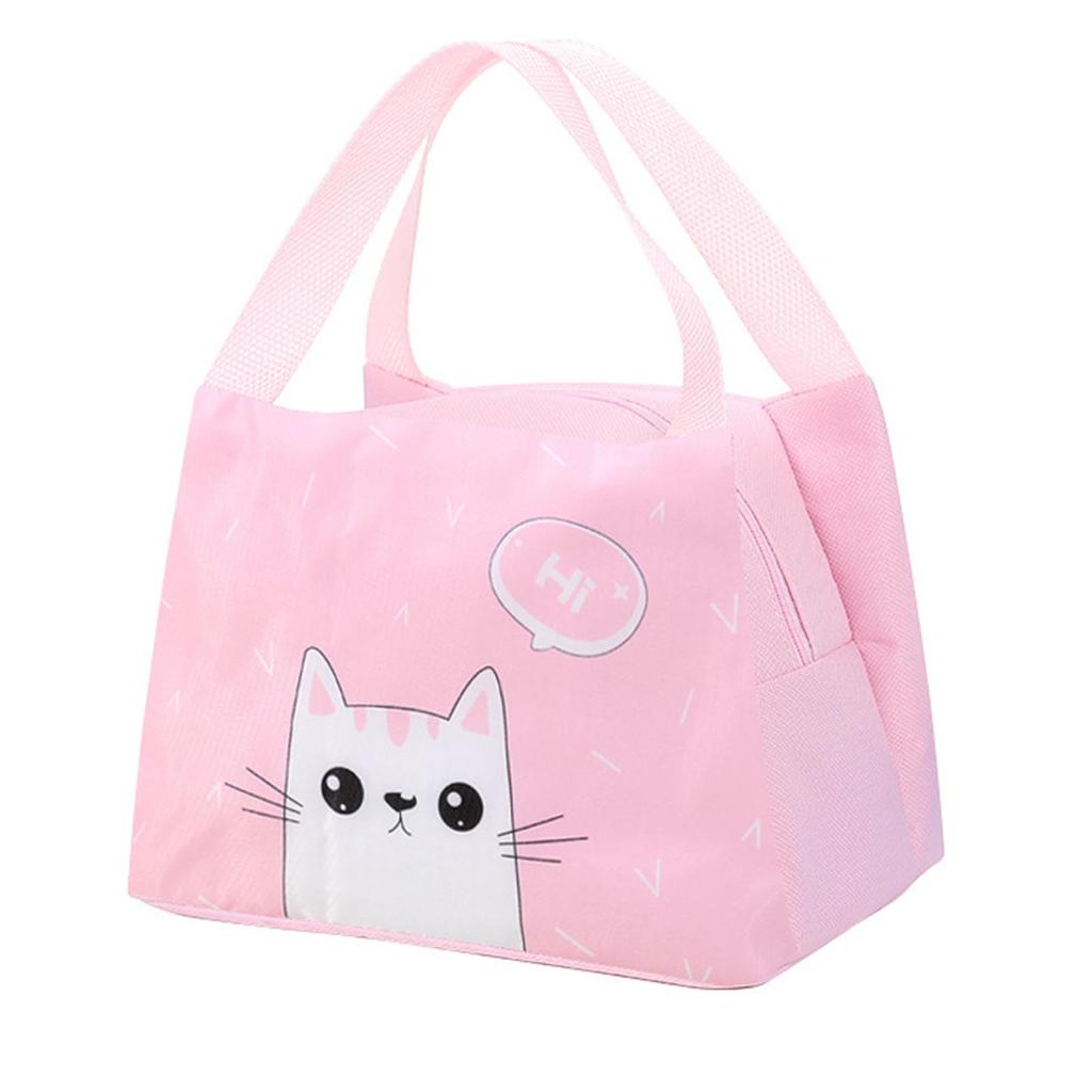 Lunch Bag Insulated Aluminum Foil Large Capacity Handheld Portable Cute Cartoon Cat