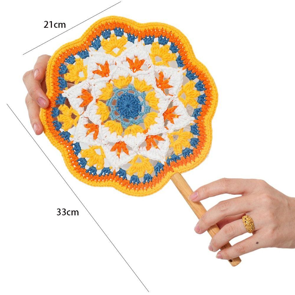Yarn Crocheted Antique Style Fan Classical Weaving Fun Decorative Craft Fan Girlfriend