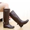 Модные резиновые сапоги для женщин Водонепроницаемые Рабочие Модные Задняя молния Круглый носок Высокие дождевые сапоги Женские Водные туфли Испанские охотничьи ботинки