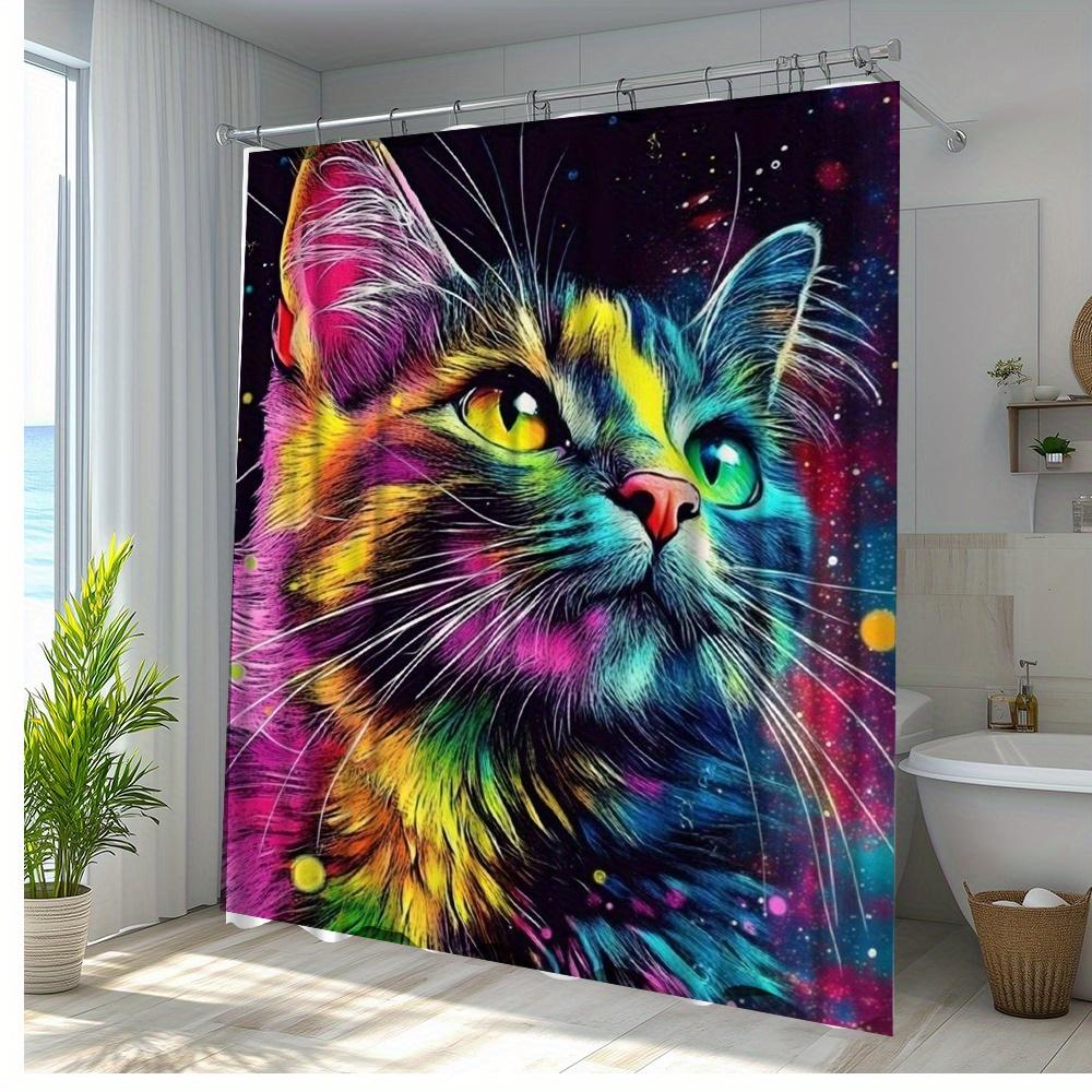 1 шт. яркая шторка для душа с кошками 70,8x 70,8 дюйма яркий дизайн с кошками добавит яркий художественный штрих в декор вашей ванной комнаты