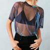 Summer Sexy Mesh Tee See-Through Women T-shirts Short Sleeve Perspective Shine Casual Women Tops Lady Vintage Blusa