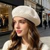 Женская беретка, Беретка из марли с ажурным дизайном, Однотонный универсальный головной убор для пеших прогулок, Выездов на природу, Путешествий, Покупок и Повседневной носки