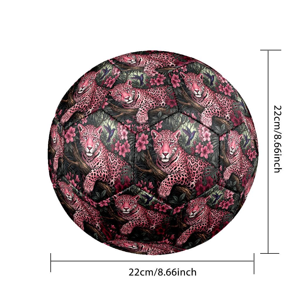 1pc Pink Leopard Jungle Theme Soccer Ball Football, Size 5, Lightweight PVC, Outdoor Training Soccer Ball,Sports Gift t61410