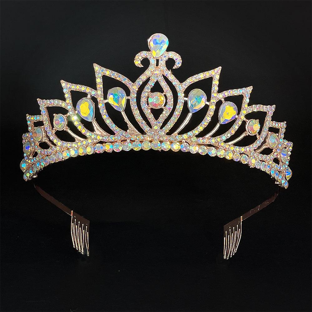 Rhinestone Wedding Tiara Crystal Bridal Comb Crown for Bride Prom Queen Cake Topper Decor Girls Princess Party Hair Zircon Gift