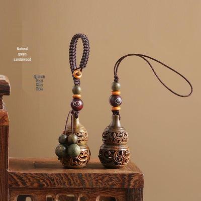 Брелок-подвеска из зеленого сандала с ажурным узором в виде тыквы для мужчин и женщин - Украшение-саше 'Год Кролика'