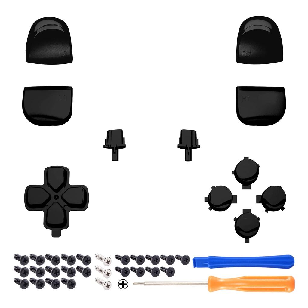 eXtremeRate Replacement for PS5 Controller Share Optional Face Chrome Full Button Set for PlayStation 5 Controller Not D-Pad (BDM-010 & 020), R1, L1,
