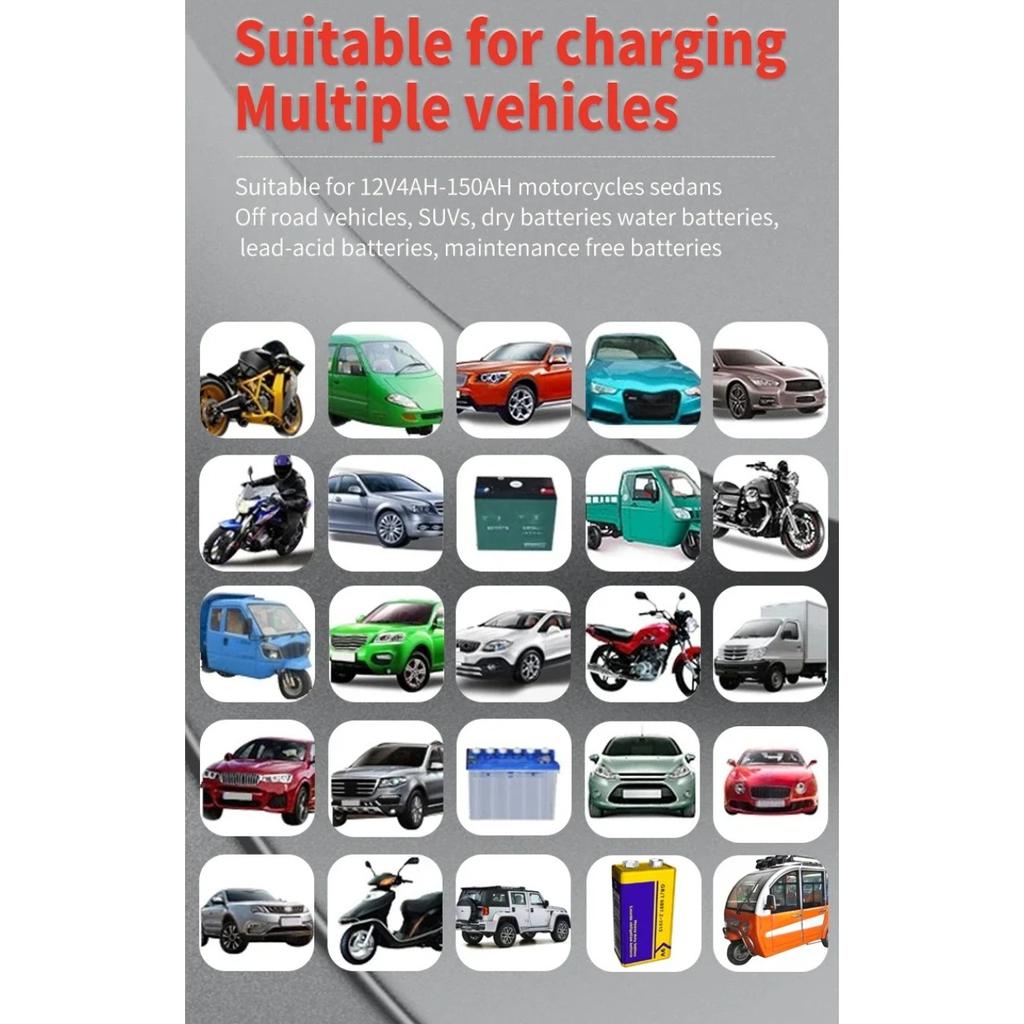 Умное зарядное устройство для автомобильного аккумулятора 12 В 8 А, импульсный ремонт, быстрая зарядка для авто, мото, AGM, гелевая, влажная, свинцово-кислотная LiFePO4, зарядка аккумулятора