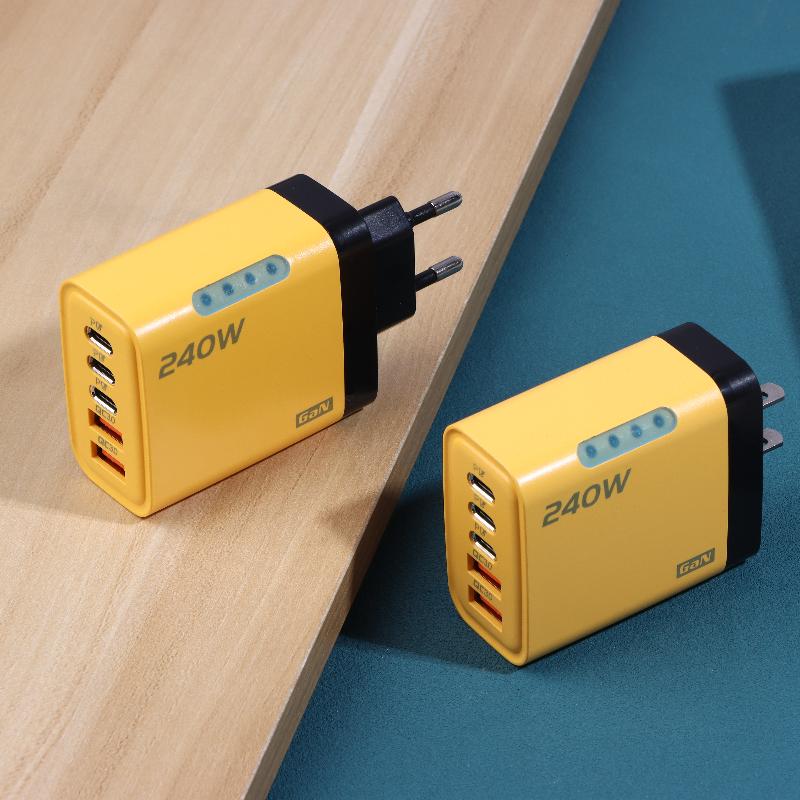 5-в-1 240 Вт USB C Зарядное устройство с несколькими портами Высокоскоростной USB-адаптер для зарядки Быстрая зарядка Зарядное устройство для телефона Адаптер питания EU/US Штекер