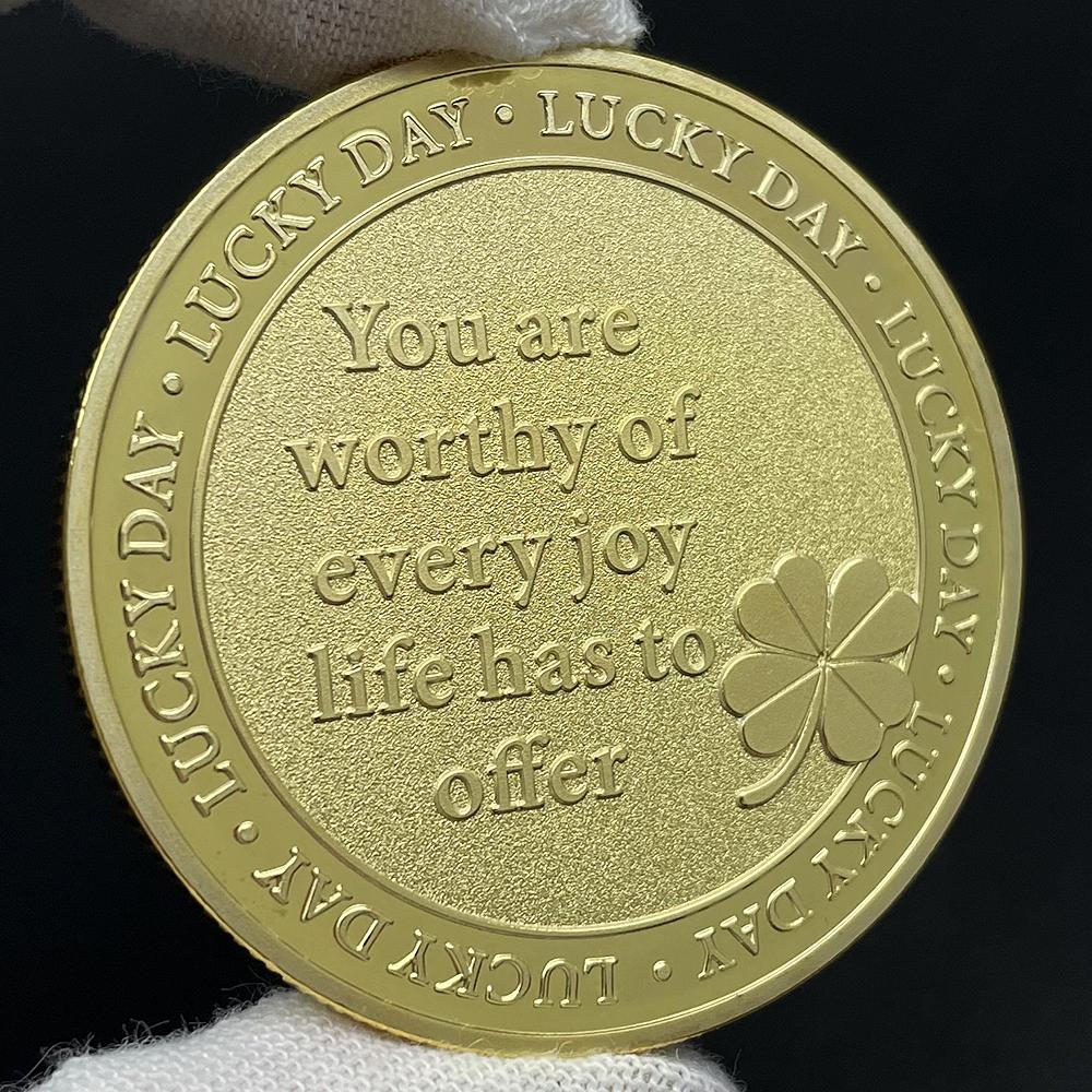 Four Leaf Clover Lucky Coins Blessings Harmony Joy 'You Are Worthy of Every Joy Life Has To Offer' Good Luck Gift Collection