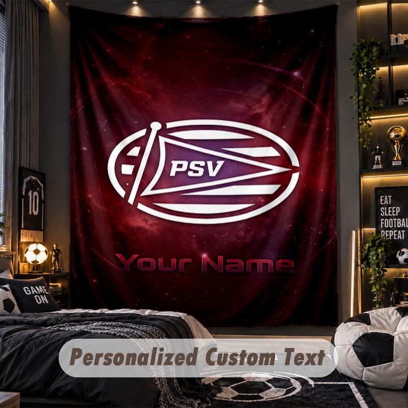 TapestryPSV Eindhoven FC Custom Name Text Personalized Wall Hanging Tapestry Home Wall Decor