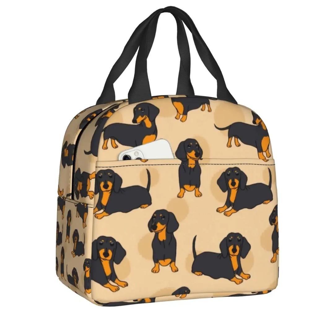 Изолированная сумка для ланча для женщин, водонепроницаемая, с изображением барсучьей таксы, собаки-сосиски, термосумка-холодильник для ланча, детская школьная