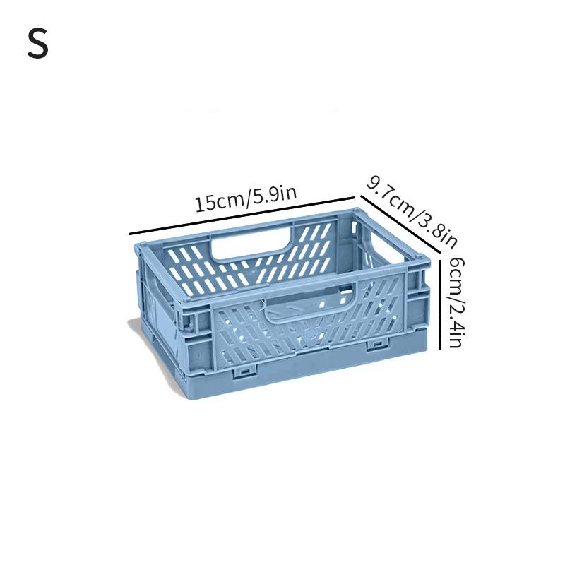 1-3pcs Plastic Foldable Storage Crate Folding Box Basket Stackable Jewellery Toys Boxes Organizer Cosmetic Drawer Case Portable