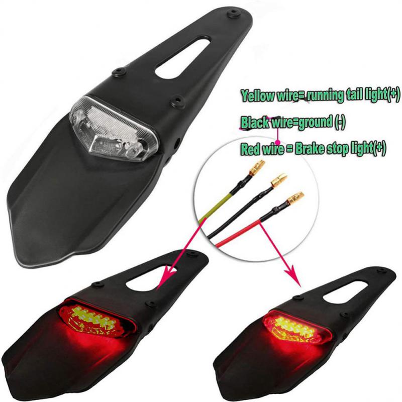 Кронштейн для номерного знака на заднее крыло мотоцикла с 12 В светодиодным задним фонарем, стоп-сигналом, универсальным для внедорожного эндуро-байка