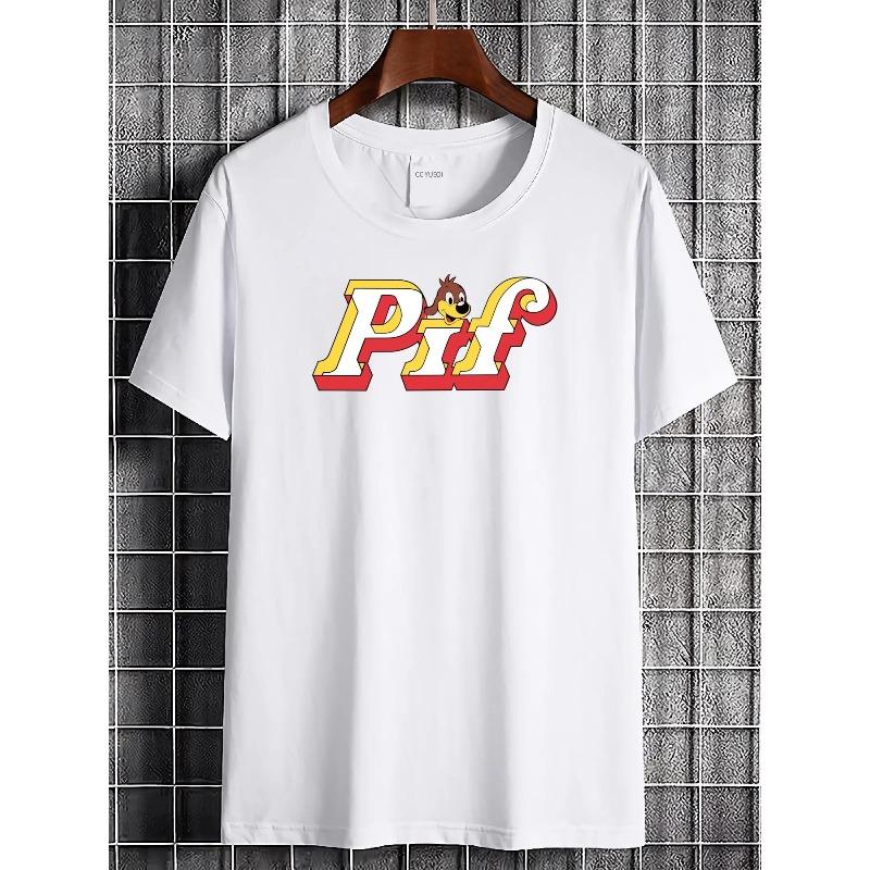 Европейский размер Pif Gadget унисекс футболка с логотипом 'S And Active - Повседневная уличная одежда с коротким рукавом, круглым вырезом, дышащая футболка с принтом логотипа бренда Pif Gadget