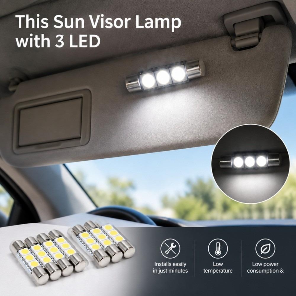 10Pcs 31mm LED Interior Light Bulb Energy-Efficient Reading Lamp Bulb Sun Visor Mirror Light