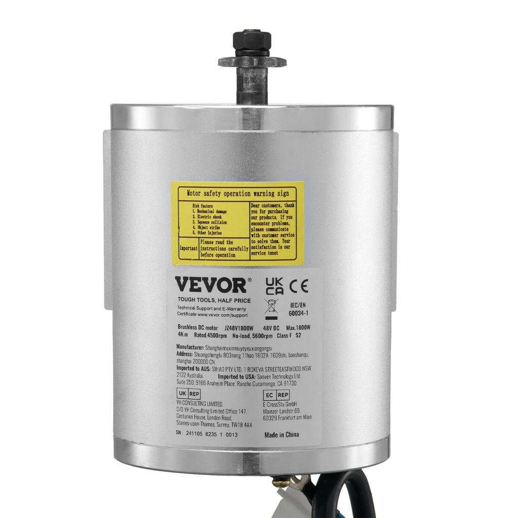 1800W 48VElectric Brushless DC Motor Kit with Upgraded Speed Controller