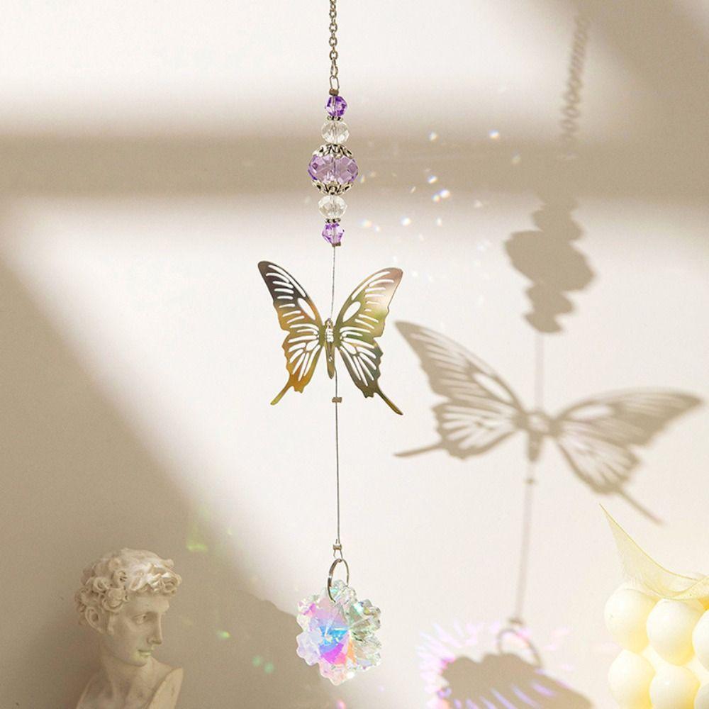 7Pcs Coloured Crystal Suncatcher Hanging Light Collection Pendant Wind Chime Landscape