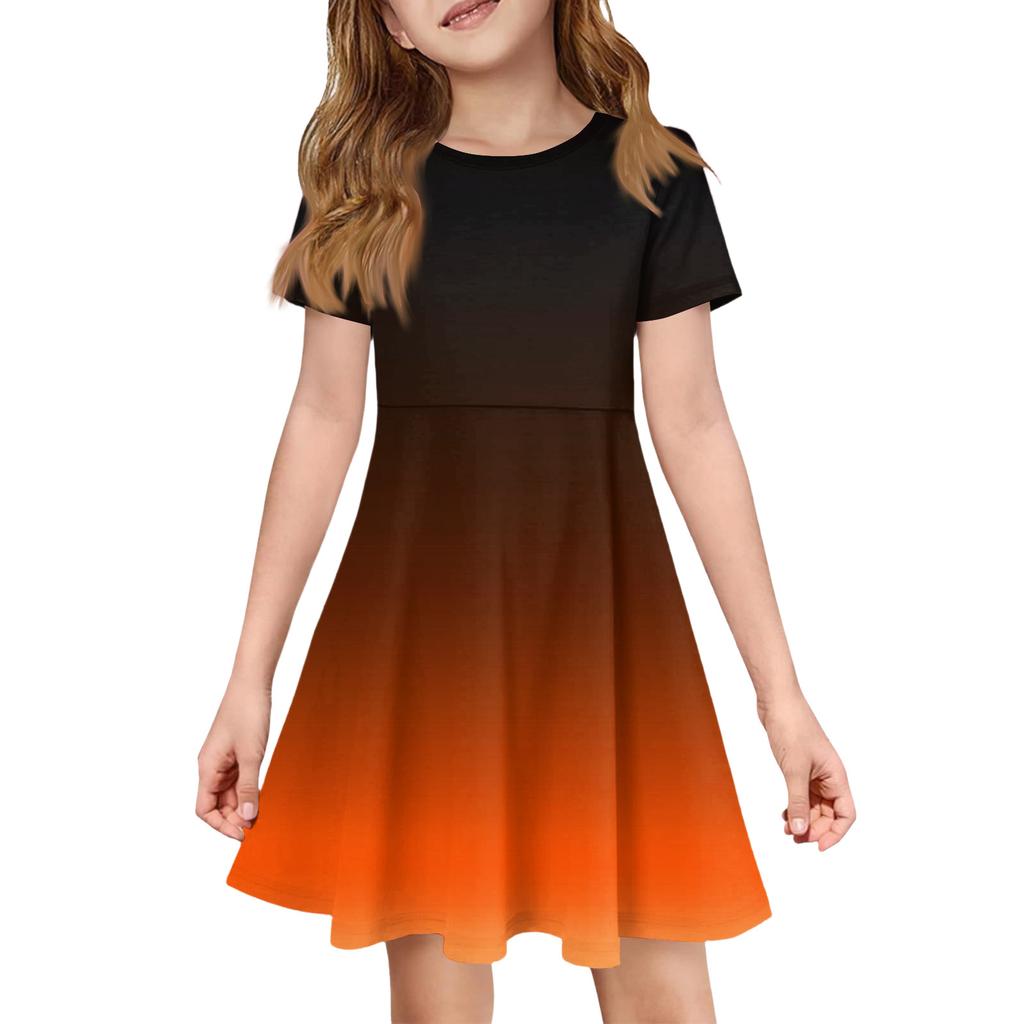 Девочка Летнее Платье Цвет & Принт Короткий Рукав Платье С Карманом Повседневное Платье Короткий Рукав Вечернее Платье Пасхальный День