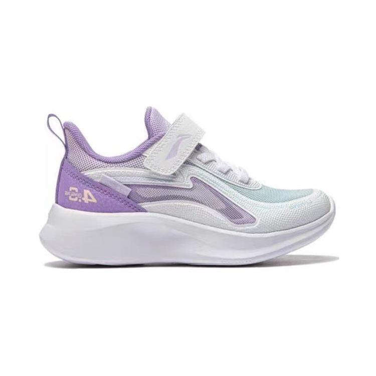 Li Ning Kids Удобные нескользящие износостойкие повседневные туфли с низким верхом Детские повседневные туфли Фиолетовый Белый YKAU020-4
