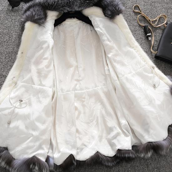 Overcoat Mid-length Hooded Design Faux Fur Women Outwear Coat for Winter