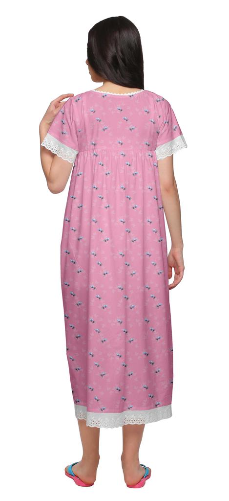 Moomaya Ночная рубашка макси с коротким рукавом и принтом, застегивающаяся на пуговицы, хлопковая пижама