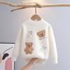 Korean Style Cartoon Bear Print Knitted Sweater Kids Girl Kawaii Harajuku Long Sleeve Winter Love Jumper for Girls