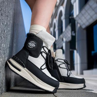 Зимние женские модные хлопковые сапоги с плюшем и толстыми зимними сапогами, противоскользящие, износостойкие и теплые