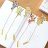 Kawaii Beauty Flowers Bookmark Retro Metal Pendant Book Marker Brass Material School Office Supplies Student Stationery