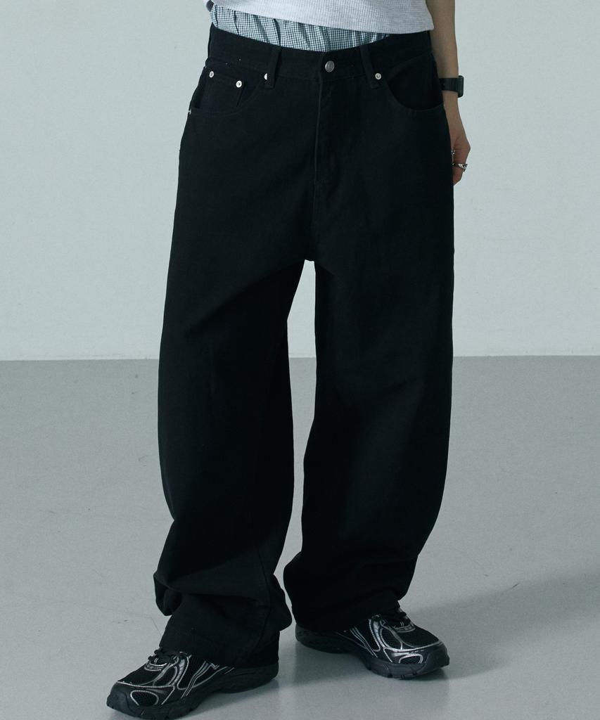 Хлопковые широкие chino-брюки LXT Essential с изогнутым кроем [Черный]