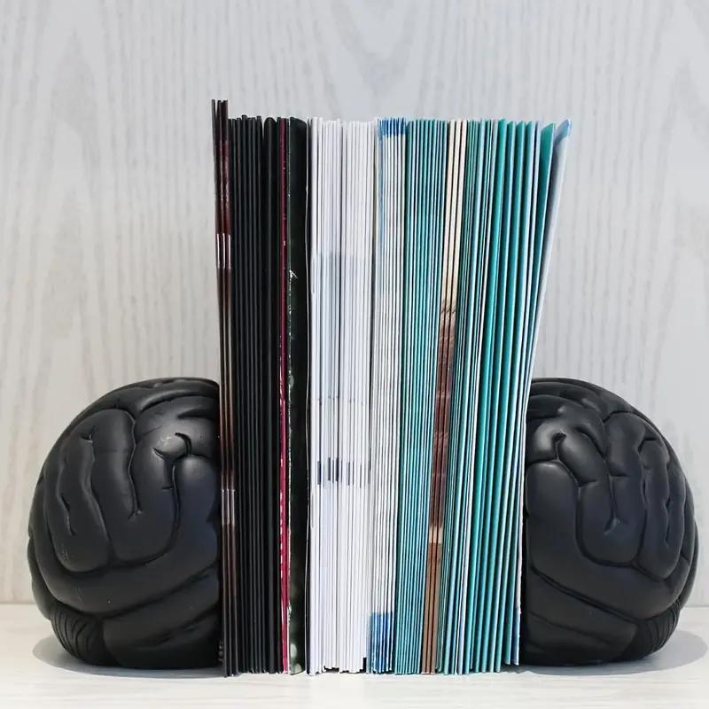 2pcs Heavy Duty Bookends Extra Strong Brain-Shaped Bookends