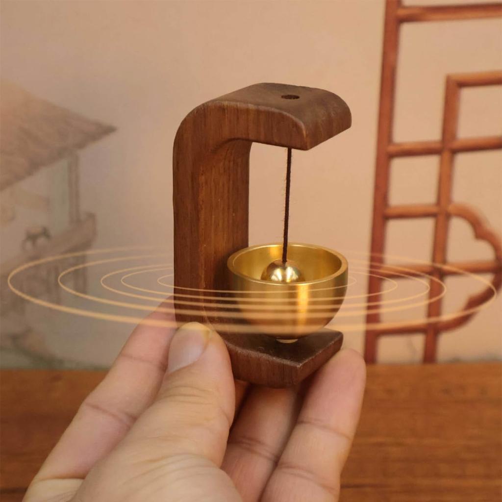 Миниатюрный буддийский колокольчик, Латунь, Поминальная служба по питомцу, Современный буддийский алтарь, Красивый звук, Мини-подставка, Натуральное дерево, Стильный, Портативный