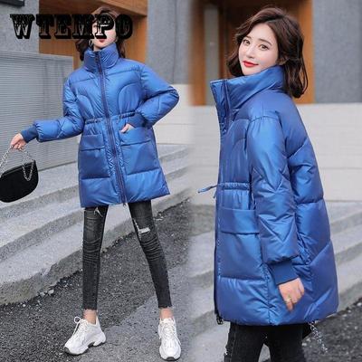 Новая женская куртка, зимние парки, длинное пальто, глянцевое пальто с меховым воротником и капюшоном, женская парка с хлопковой подкладкой, водонепроницаемая верхняя одежда