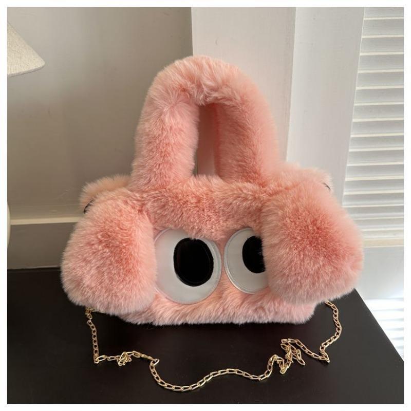 Plush Women's Bag Cute Big-eyed Dog Chain Bag New Spring Tote Bag Big-eyed Plush Bag Single Shoulder Oblique Span Bag