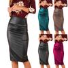 Faux Leather Pencil Skirt Below Knee Length Skirt Midi Skirt For Womens