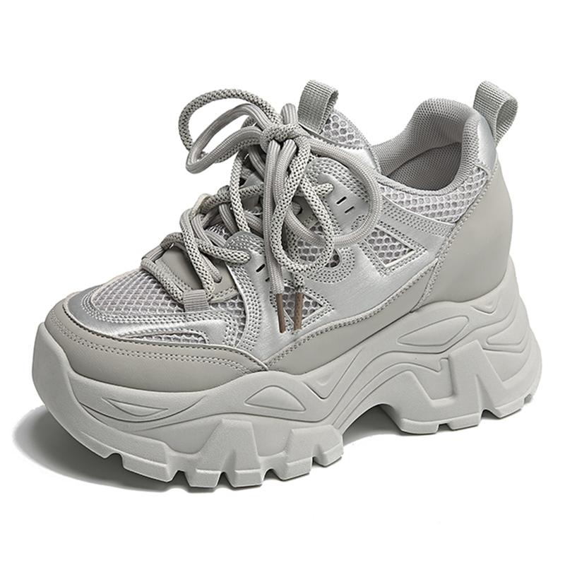 Дышащие кроссовки на толстой платформе, женские, на шнуровке, с толстой подошвой, вулканизированные, женские, модные, в стиле пэчворк, нескользящие, повседневные туфли