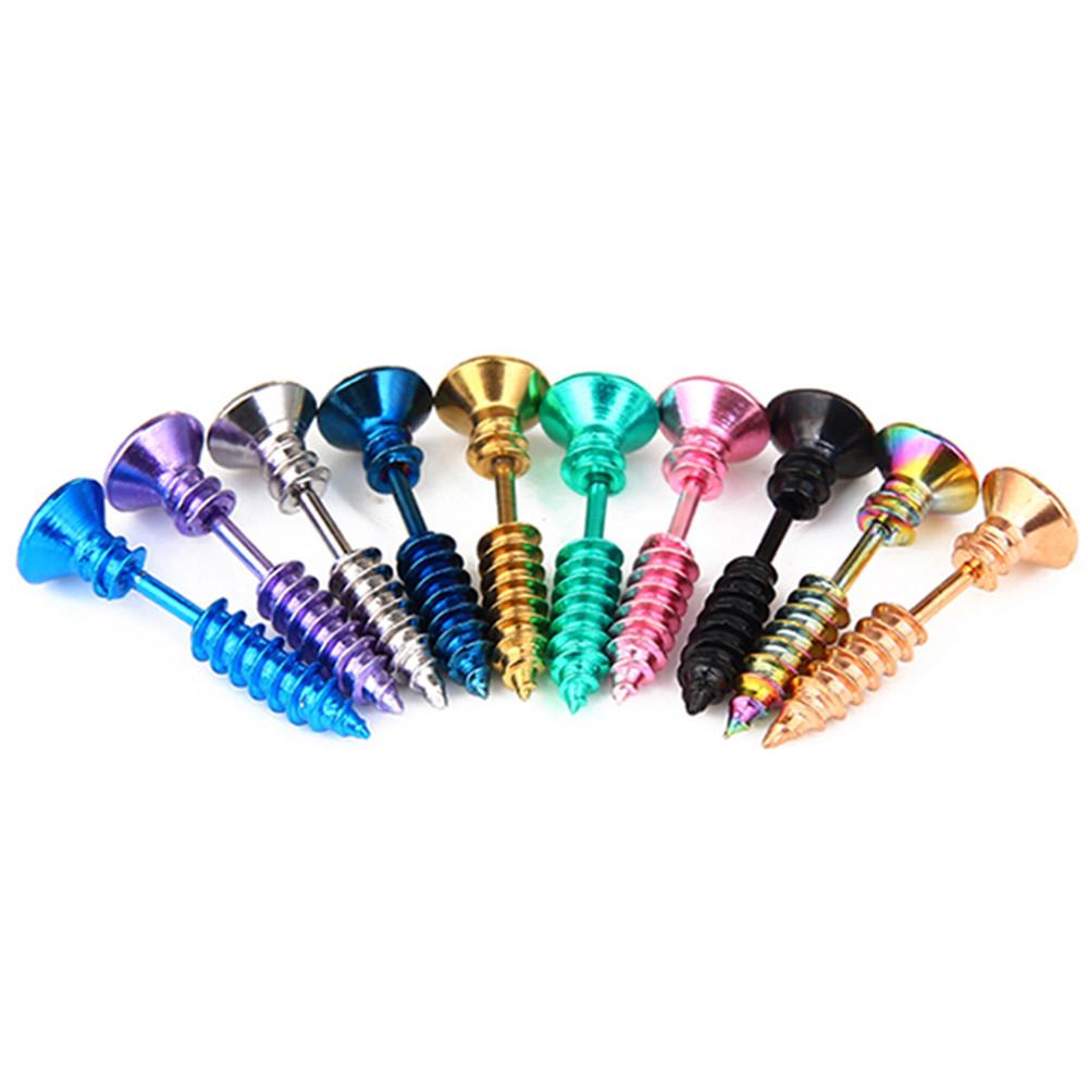 Multiple Colors Small Stainless Steel Screw Men's Studs Earrings Women Punk Gothic Black Tragus Piercing Ear Jewelry Accessories