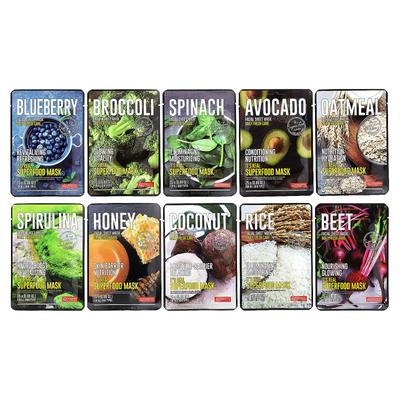 Суперфуд-маска для лица, косметическая тканевая маска, полная упаковка, 10 листов, 25 г (0,88 унции) каждый