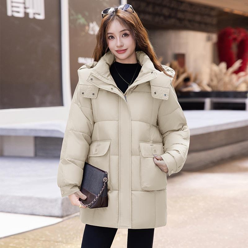 Winter New Down Cotton-padded Clothes Women's Medium and Long Thickened Cotton-padded Clothes Fashion Loose Hooded Warm Cotton-padded Jacket