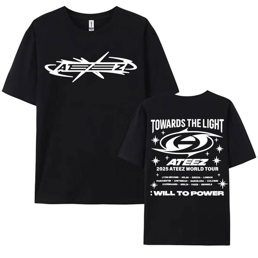 2025 Ateez World Tour Towards The Light Will To Power T Shirt Men Women Korean Fashion High Quality Casual 100 Cotton Tshirts