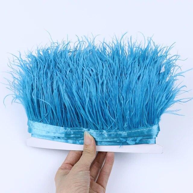 Цветная страусиная отделка 6-8 см, 1 м, 5 м, 10 м для поделок, свадебное платье, украшение одежды, лента с бахромой из перьев, отделка для шитья Flecos