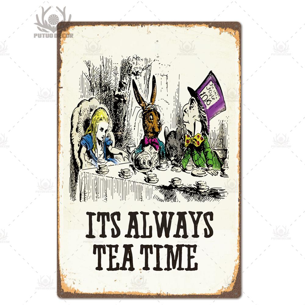 Tea Sign Metal Sign Plaque Metal Vintage Shabby Chic Tin Sign Metal Poster Decorative Iron Plate Kitchen Wall Decor