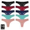 10Pcs/set Mesh Lace Transparent Thongs Women Panties Underwear Women Seamless G-String Female Underpants Intimates Lingerie