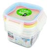 PEARL METAL Easy-to-Wash Storage Containers, Square, Small, Set of 4, Microwave-Safe, New Keep Lock, Made In Japan, HB-1426