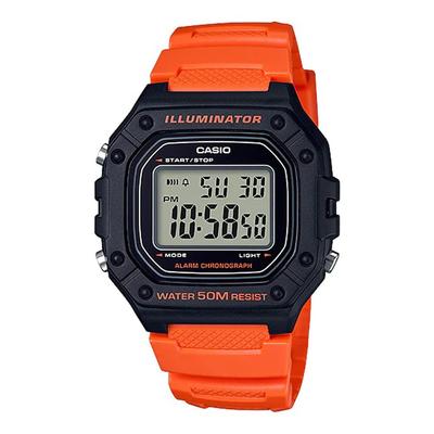 Стандартные цифровые часы W-218H-4B2V унисекс оранжевый дешевые Casio параллельный импорт