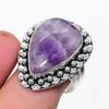 Натуральный аметист шалфеевого цвета, драгоценный камень, серебро 925 пробы, ювелирное кольцо, размер 8.5 T4q77