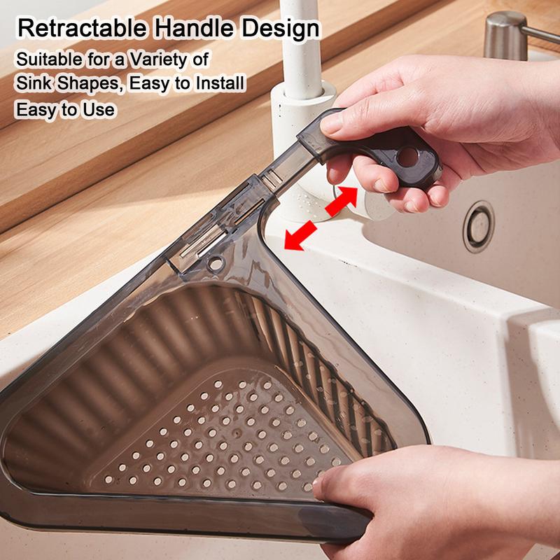Basket Strainer Kitchen Triangular Sink Filter Kitchen Sink Drain Basket Free Punch Retractable Storage Basket Keep Kitchen Tidy