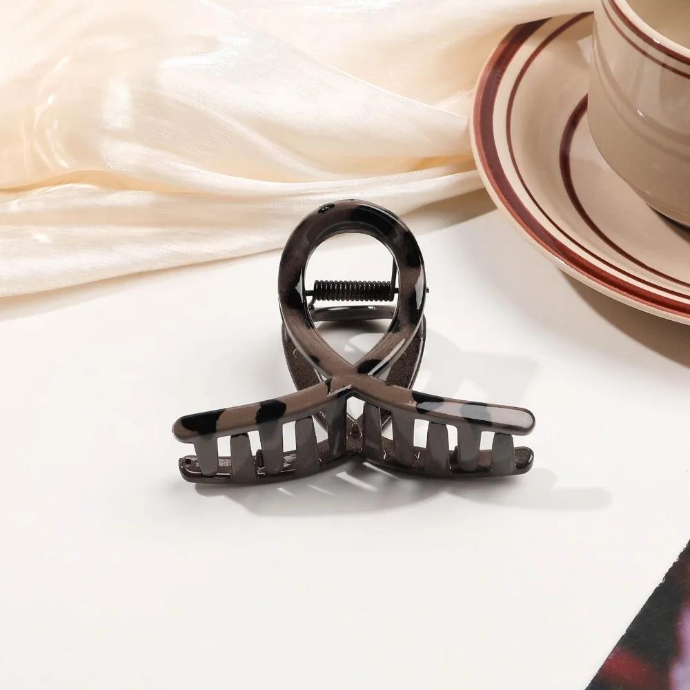 Большой Маленький Зажим-краб для волос с леопардовым принтом для женщин, для густых волос, элегантный бантик, перекрестный, геометрический, зажим-заколка, аксессуары