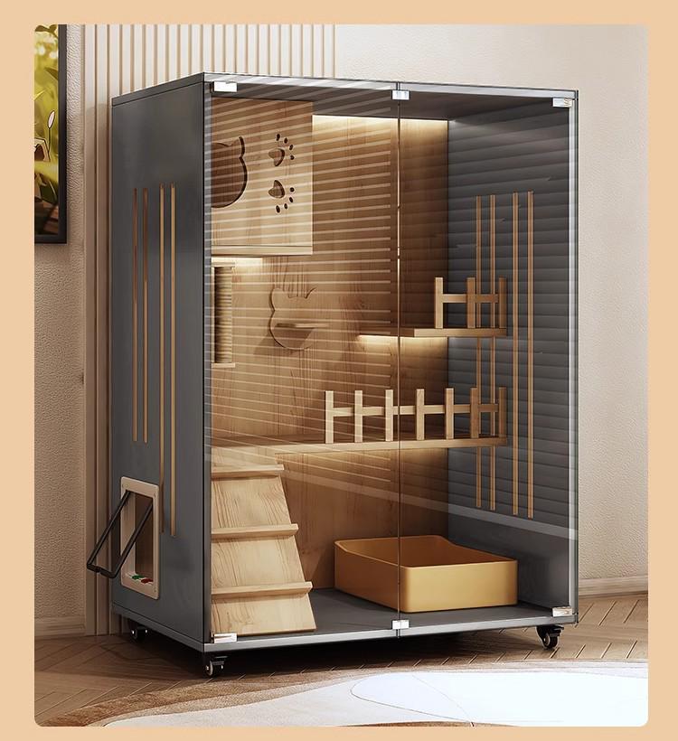 Super Large Indoor Wooden Cat Villa & Tree with Integrated Nest and Cabinet