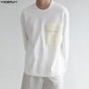 Mens Round Neck Long Sleeve Stitching Casual T-shirts Tops